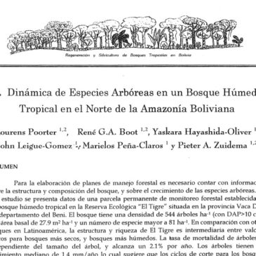 Dinámica de Especies Arbóreas en un Bosque Húmedo Tropical en el Norte de la Amazonía Boliviana
