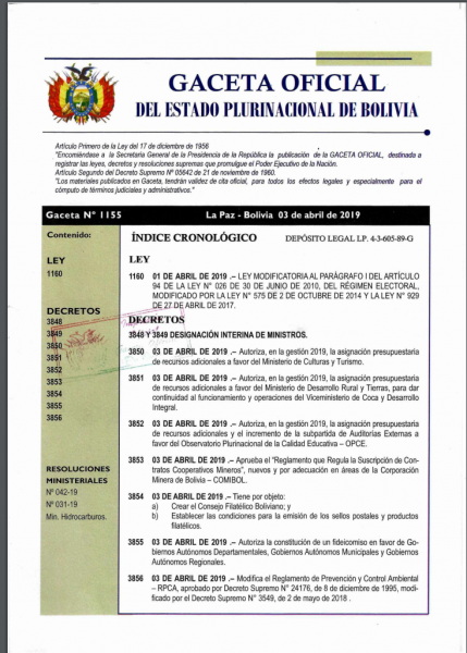 Decreto Supremo 3856 – Observatorio Ambiental UAGRM