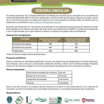 Congreso Boliviano de Ecologia –  III Circular