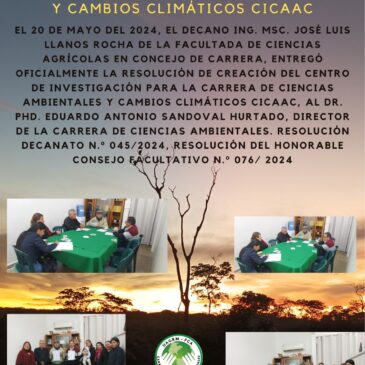 CREACIÓN CENTRO INV. CARRERA CS. AMBIENTALES Y CAMBIOS CLIMÁTICOS