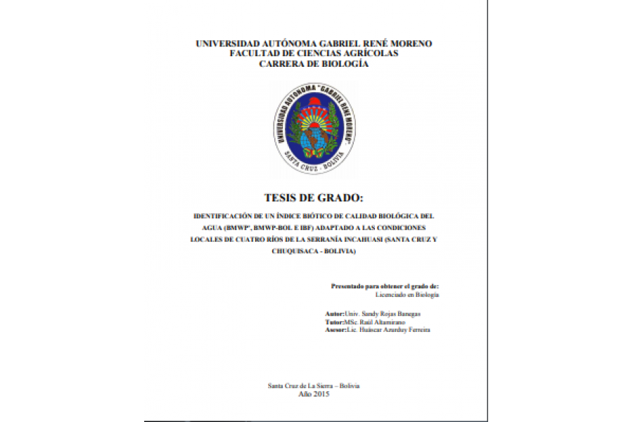 Identificación de Un Índice Biótico de Calidad Biológica del Agua (Bmwp’, Bmwp-Bol E Ibf)