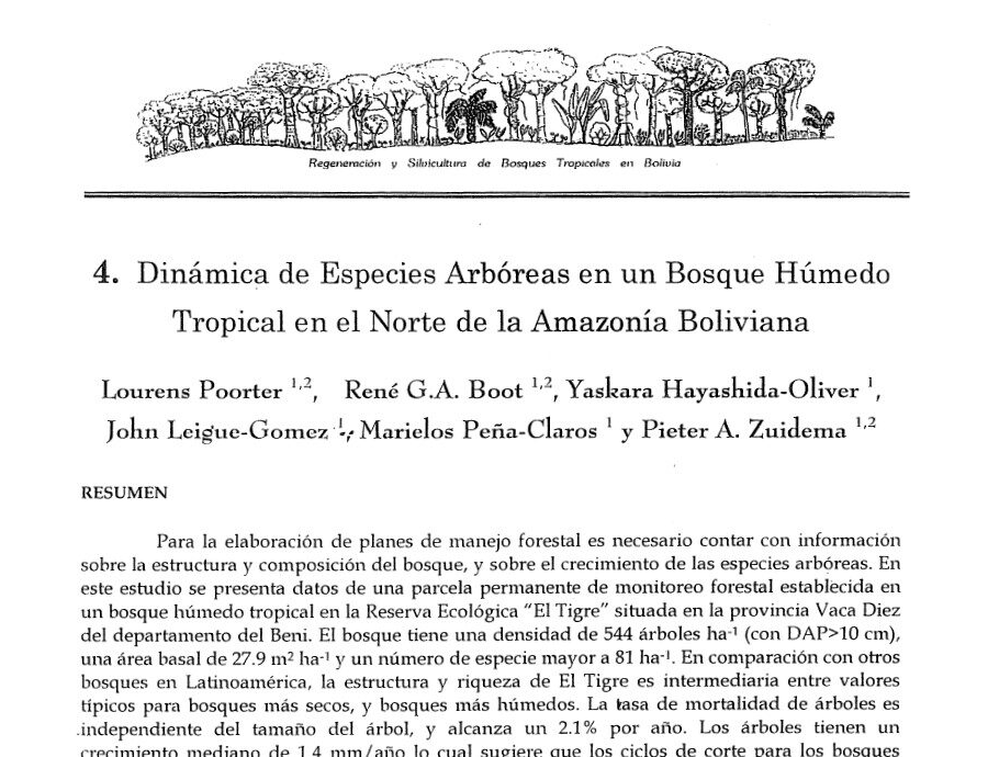 Dinámica de Especies Arbóreas en un Bosque Húmedo Tropical en el Norte de la Amazonía Boliviana